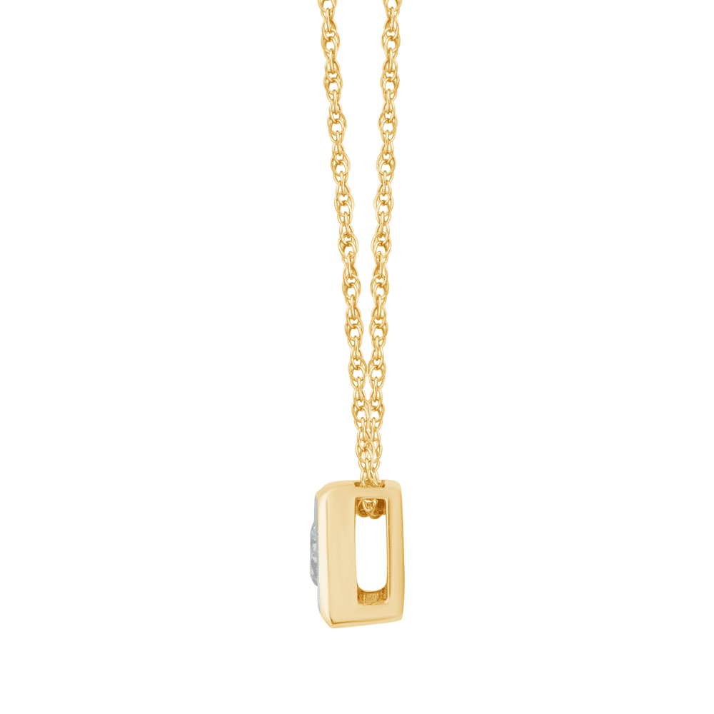 45cm Diamond Set Bezel Cushion Necklace in 9kt Yellow Gold