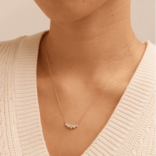 45cm Graduated Necklace with 0.50tw of Laboratory-Grown Diamonds in 9kt Yellow Gold