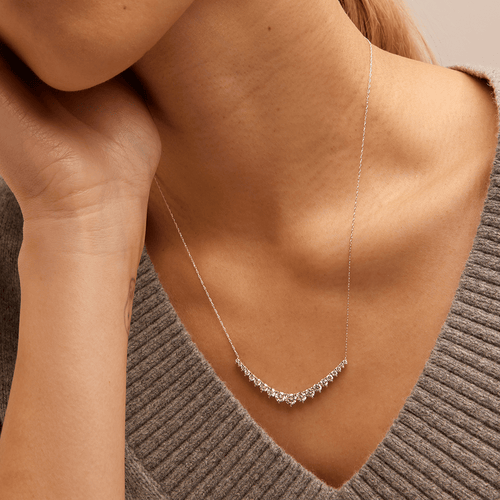 45cm Graduated Necklace with 2.00tw of Laboratory-Grown Diamonds in Sterling Silver with Rhodium Plating