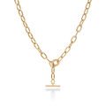 45cm 5mm Width Paperclip Fob Chain Necklace in 18kt Gold Plated Sterling Silver