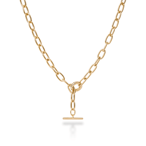 45cm 5mm Width Paperclip Fob Chain Necklace in 18kt Gold Plated Sterling Silver