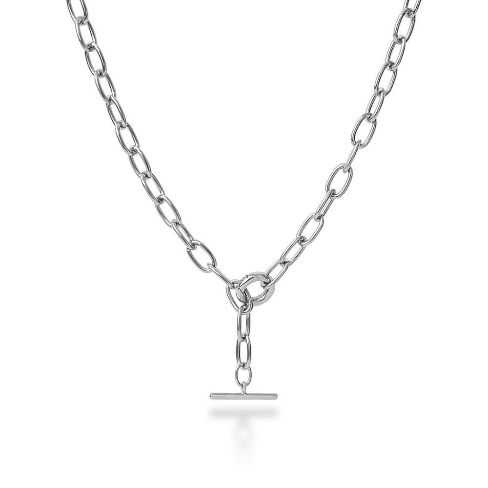 45cm 5mm Width Paperclip Fob Chain Necklace in Sterling Silver