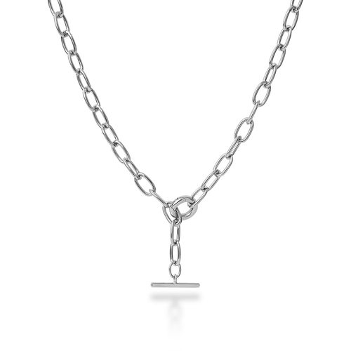 45cm 5mm Width Paperclip Fob Chain Necklace in Sterling Silver