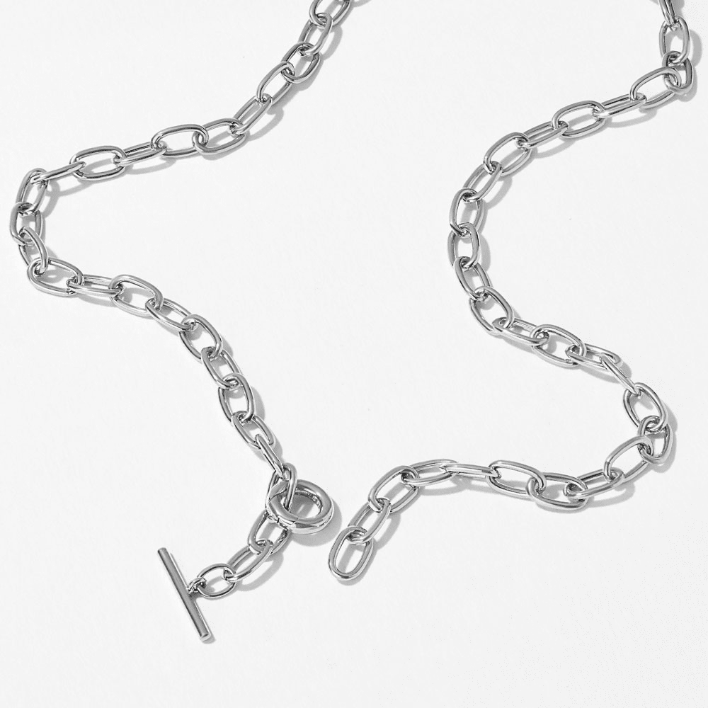 45cm 5mm Width Paperclip Fob Chain Necklace in Sterling Silver
