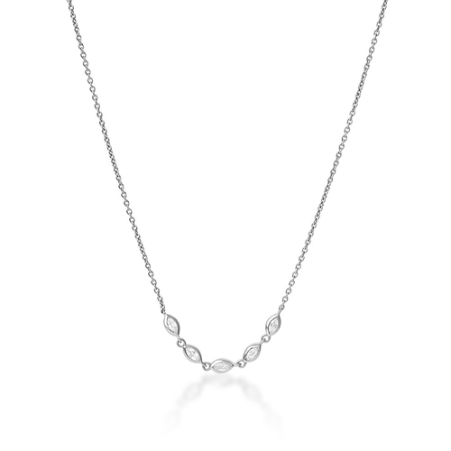45cm Cubic Zirconia Marquise Necklace in Sterling Silver
