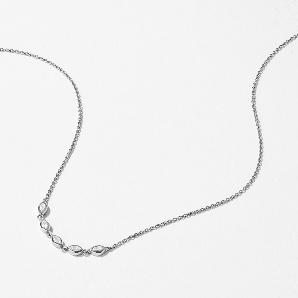 45cm Cubic Zirconia Marquise Necklace in Sterling Silver