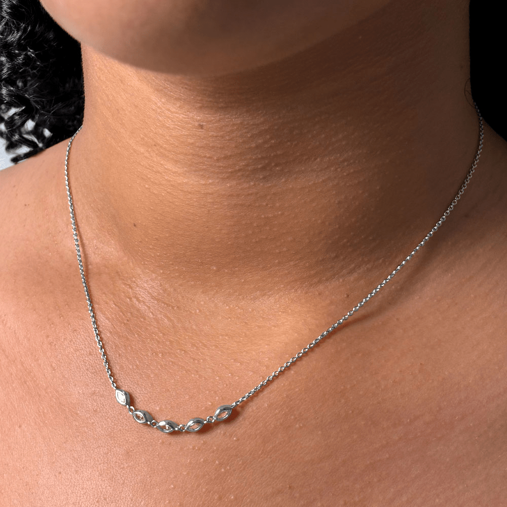 45cm Cubic Zirconia Marquise Necklace in Sterling Silver