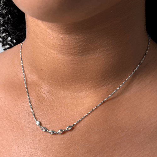 45cm Cubic Zirconia Marquise Necklace in Sterling Silver