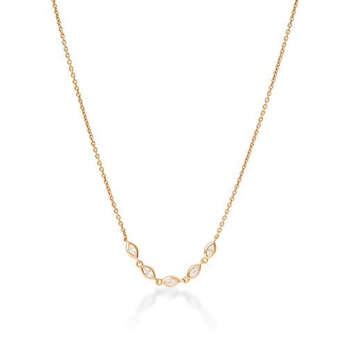 45cm Cubic Zirconia Marquise Necklace in 18kt Gold Plated Sterling Silver