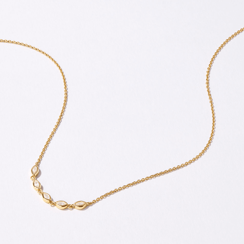 45cm Cubic Zirconia Marquise Necklace in 18kt Gold Plated Sterling Silver