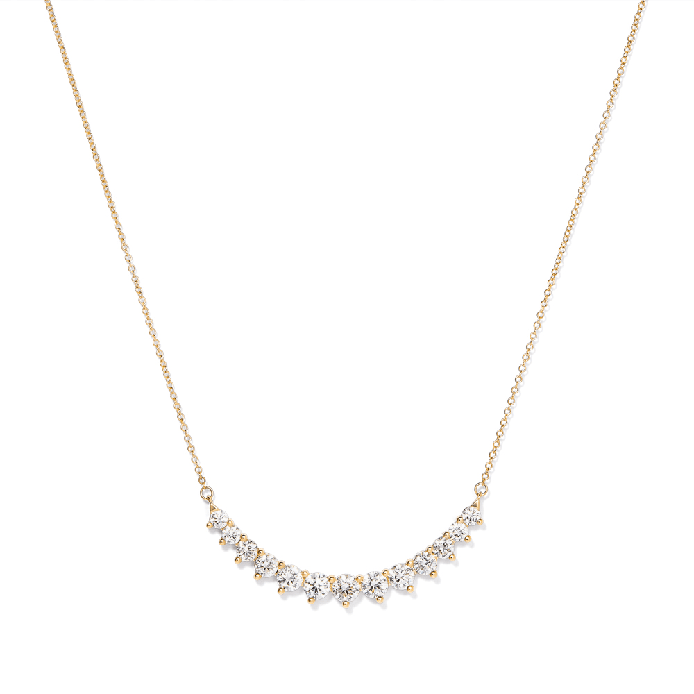 45cm Curved Bar Necklace with 2.00tw of Laboratory-Grown Diamonds in 9kt Yellow Gold