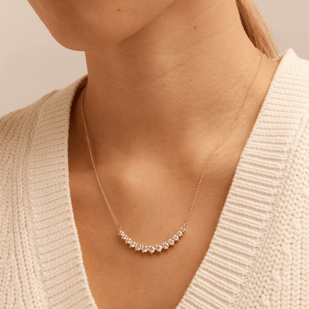 45cm Curved Bar Necklace with 2.00tw of Laboratory-Grown Diamonds in 9kt Yellow Gold