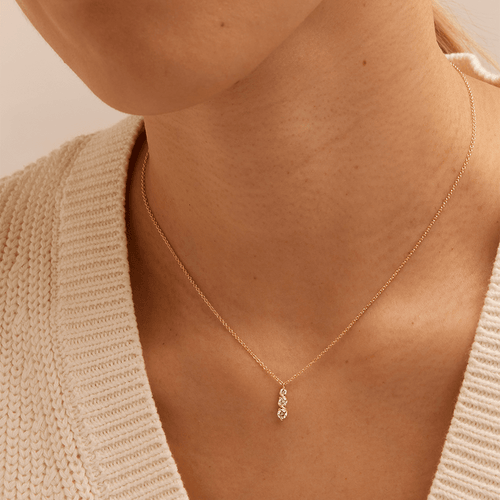 45cm Three Stone Swirl Necklace with 0.23tw of Laboratory-Grown Diamonds in 9kt Yellow Gold
