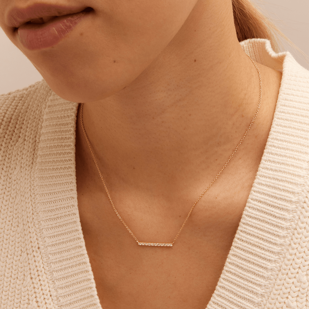 45cm Bar Necklace with 0.26tw of Laboratory-Grown Diamonds in 9kt Yellow Gold