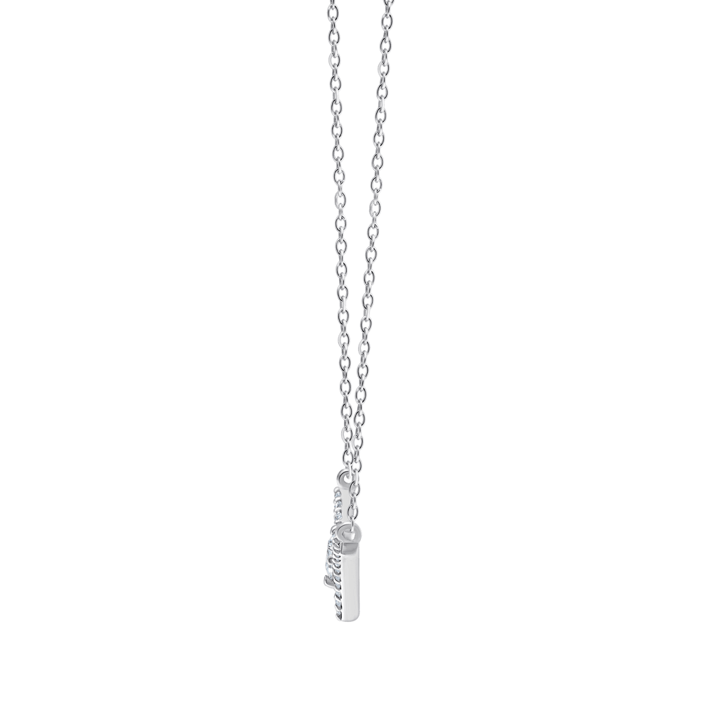 45cm Contour Solitaire Necklace with 0.32tw of Laboratory-Grown Diamonds in Sterling Silver and Platinum