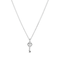 45cm Heart Key Pendant Necklace with 0.01tw of Laboratory-Grown Diamonds in Sterling Silver and Platinum
