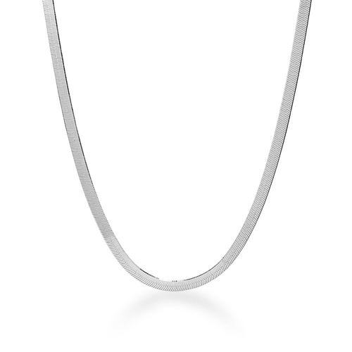 45cm 4mm Width Herringbone Chain Necklace in Sterling Silver
