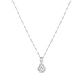 45cm Solitaire Swirl Pendant Necklace with 0.16tw of Laboratory-Grown Diamonds in Sterling Silver with Rhodium Plating