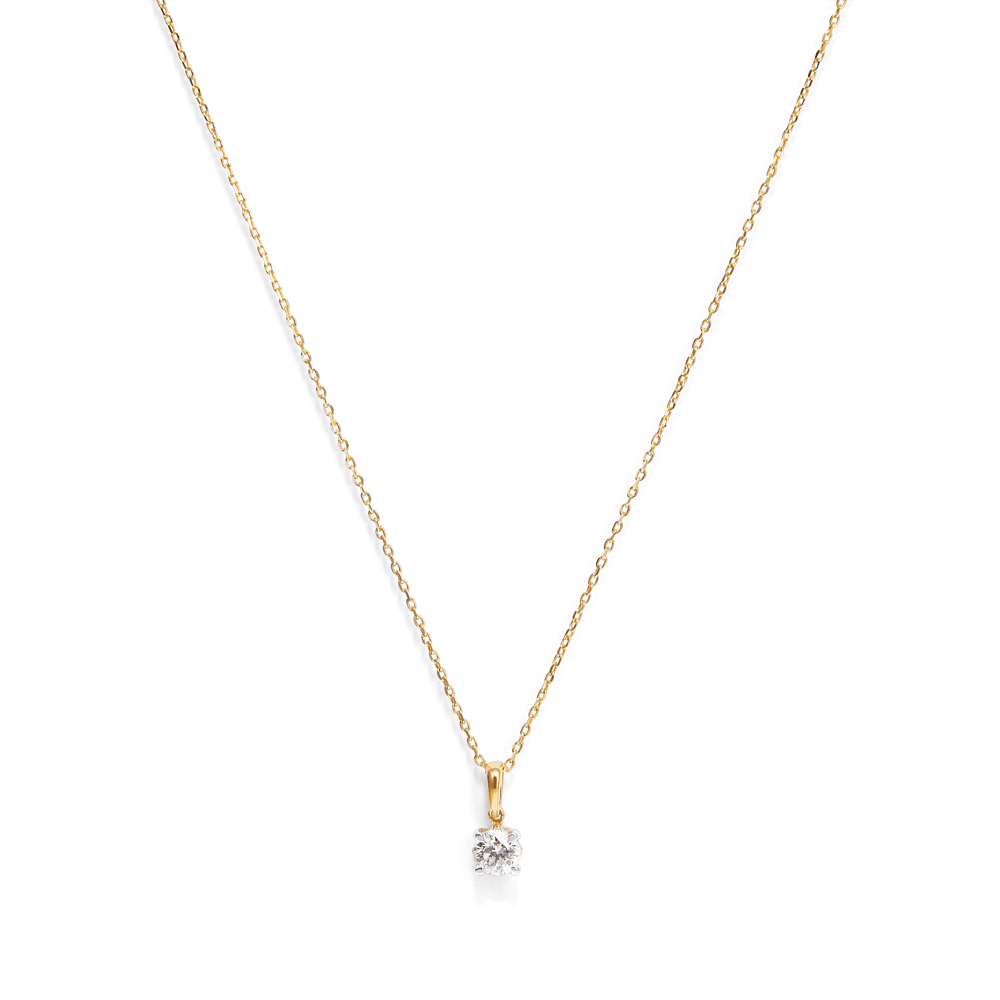 45cm Solitaire Bail Necklace with 0.15ct of Laboratory-Grown Diamonds in 9kt Yellow Gold