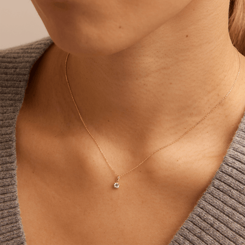 45cm Solitaire Bail Necklace with 0.15ct of Laboratory-Grown Diamonds in 9kt Yellow Gold