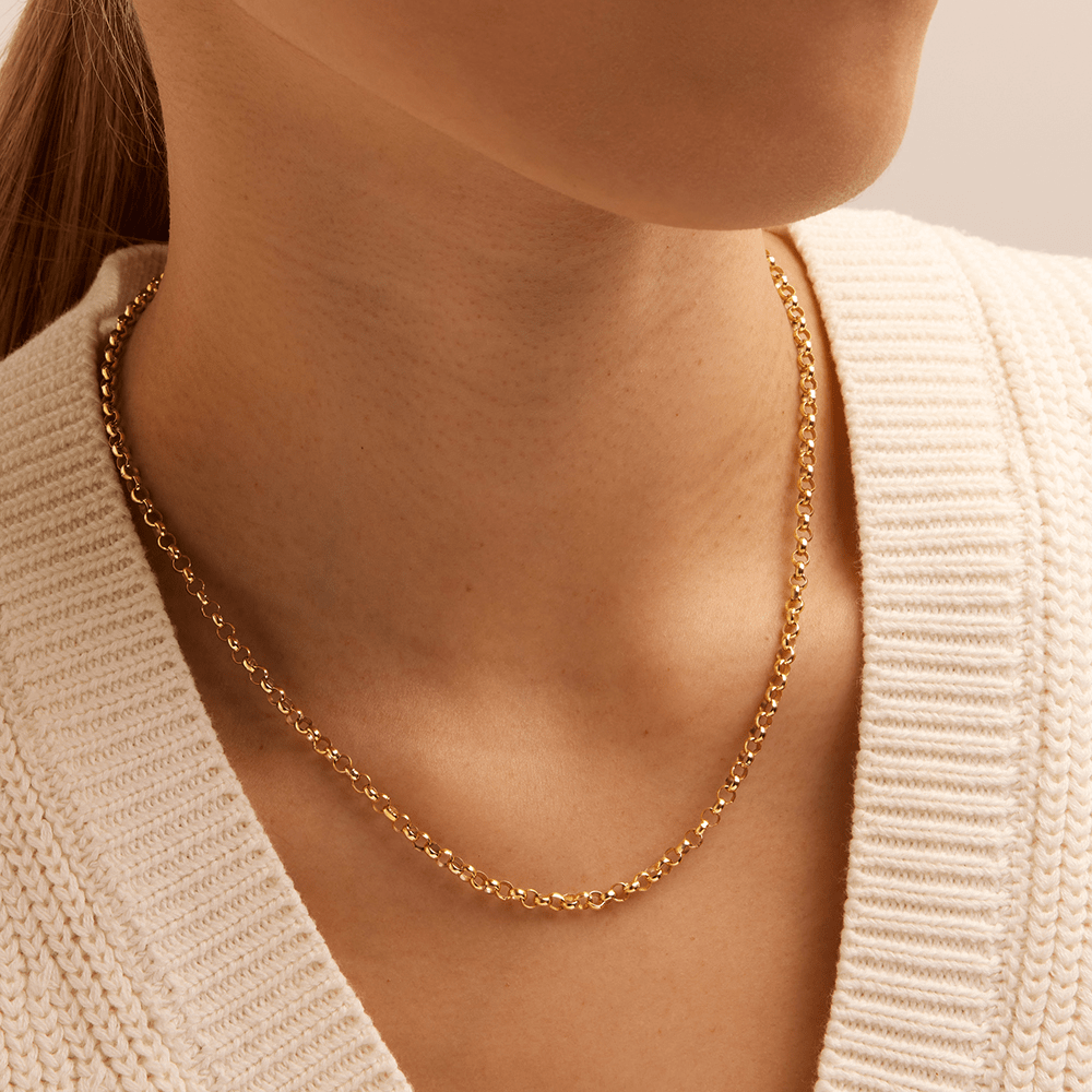 45cm 4mm Width Belcher Chain Necklace in 9kt Yellow Bonded Gold