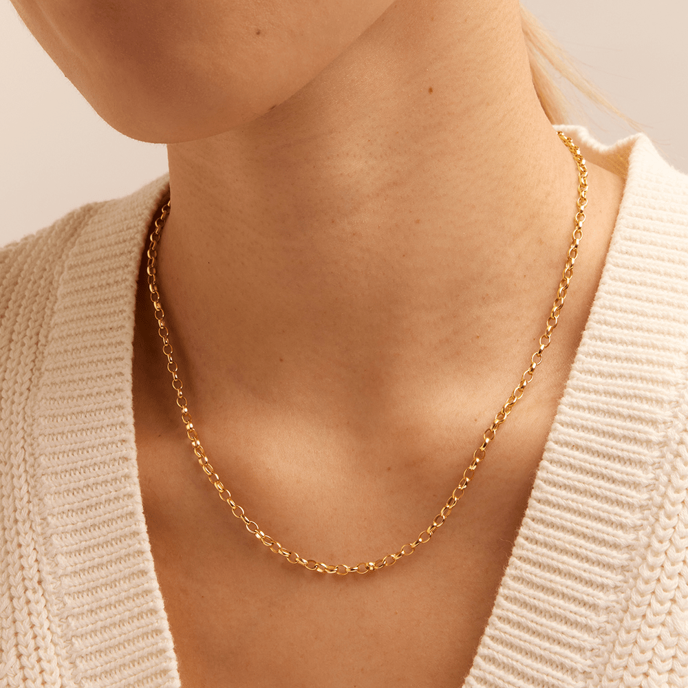 45cm Oval Belcher Chain Necklace in 9kt Yellow Bonded Gold