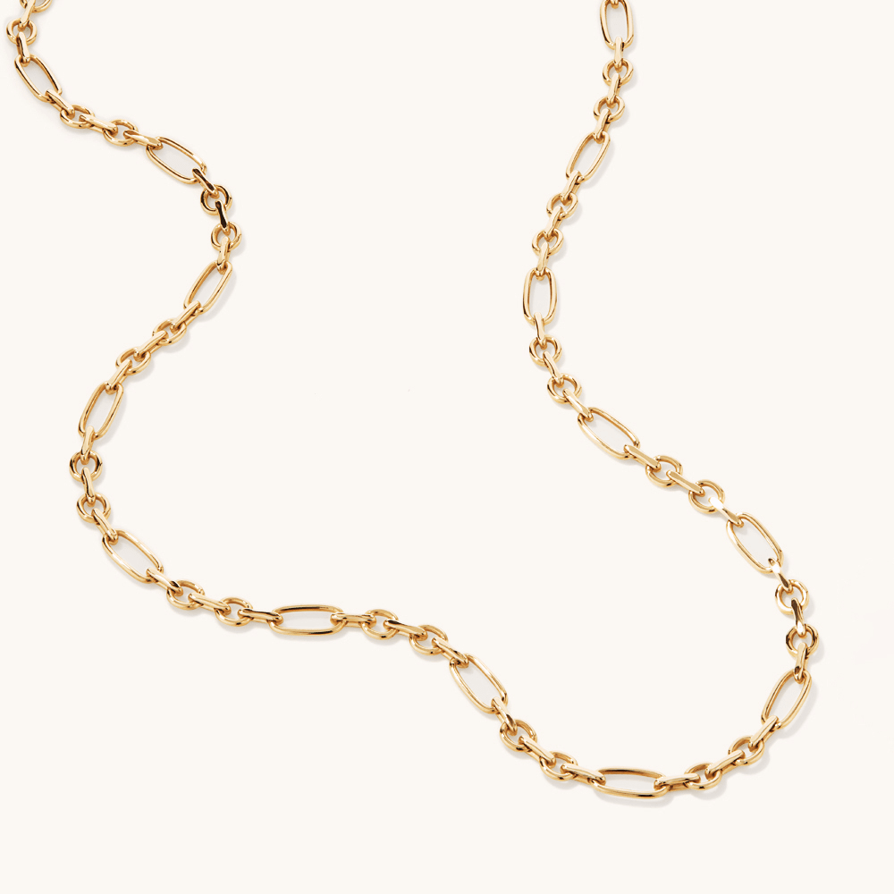 45cm Flat Figaro Chain in 9kt Yellow Bonded Gold