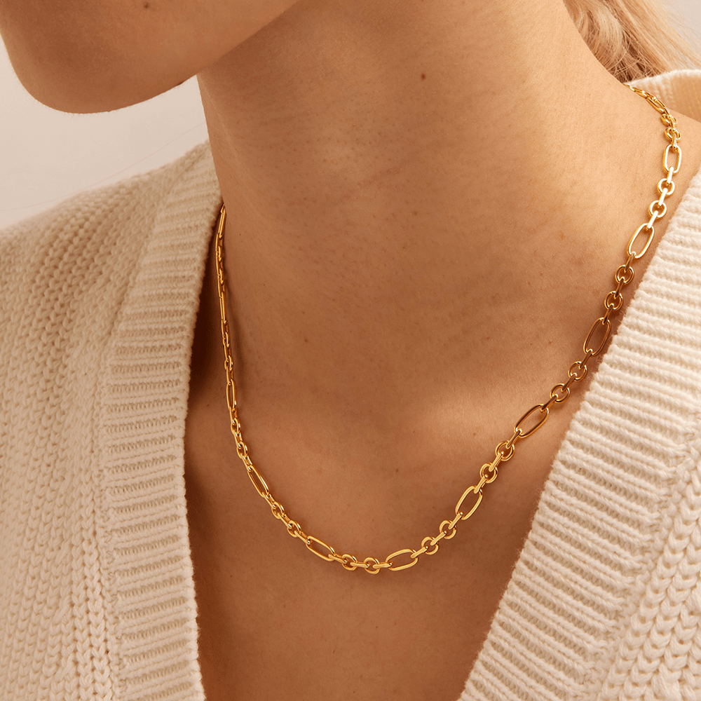 45cm Flat Figaro Chain in 9kt Yellow Bonded Gold