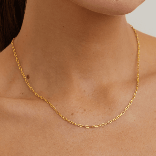 45cm 2mm Width Paperclip Chain Necklace in 9kt Yellow Bonded Gold
