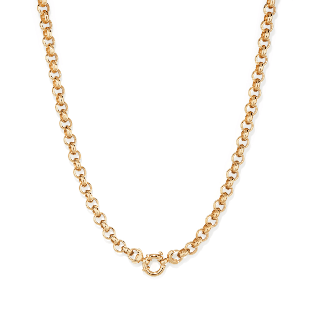 45cm 6mm Width Bolt Ring Belcher Necklace in 9kt Bonded Yellow Gold