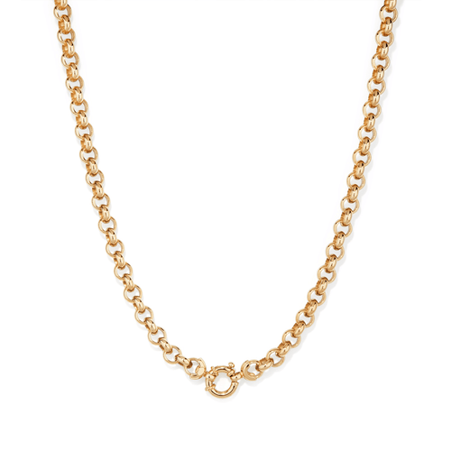 45cm 6mm Width Bolt Ring Belcher Necklace in 9kt Bonded Yellow Gold