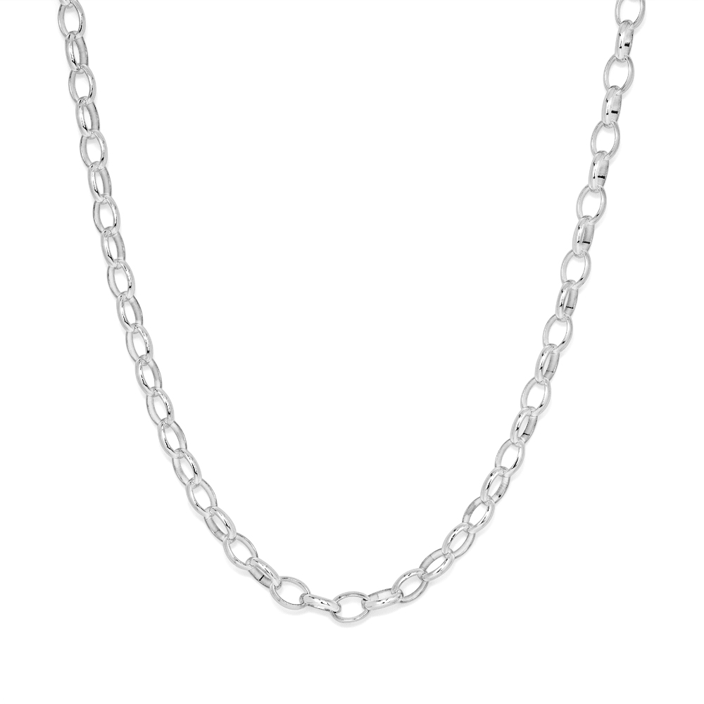 50cm 7.5mm Width Oval Belcher Chain in Sterling Silver