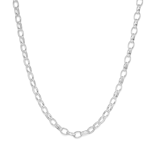 50cm 7.5mm Width Oval Belcher Chain in Sterling Silver