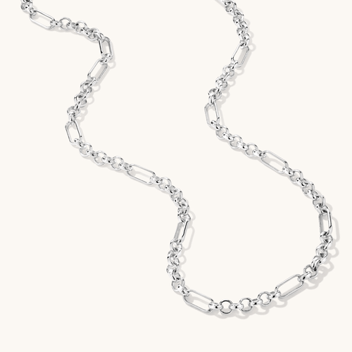 50cm 4mm Width Figaro Belcher Chain in Sterling Silver