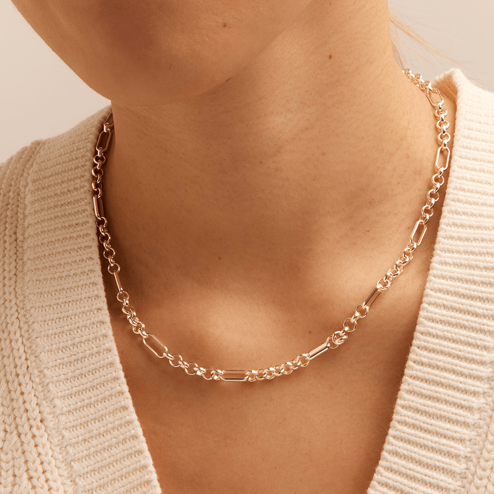 50cm 4mm Width Figaro Belcher Chain in Sterling Silver