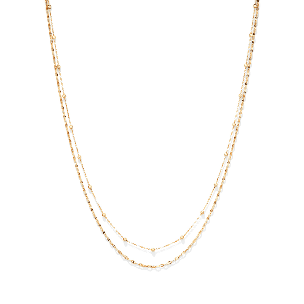 45cm Layered Ball Station Necklace in 9kt Bonded Yellow Gold