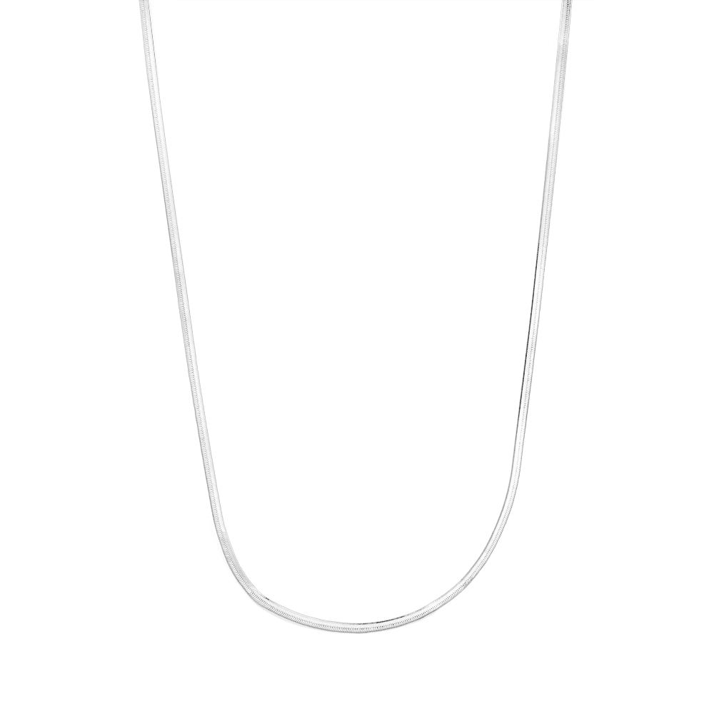 45cm 2mm Width Herringbone Chain Necklace in Sterling Silver