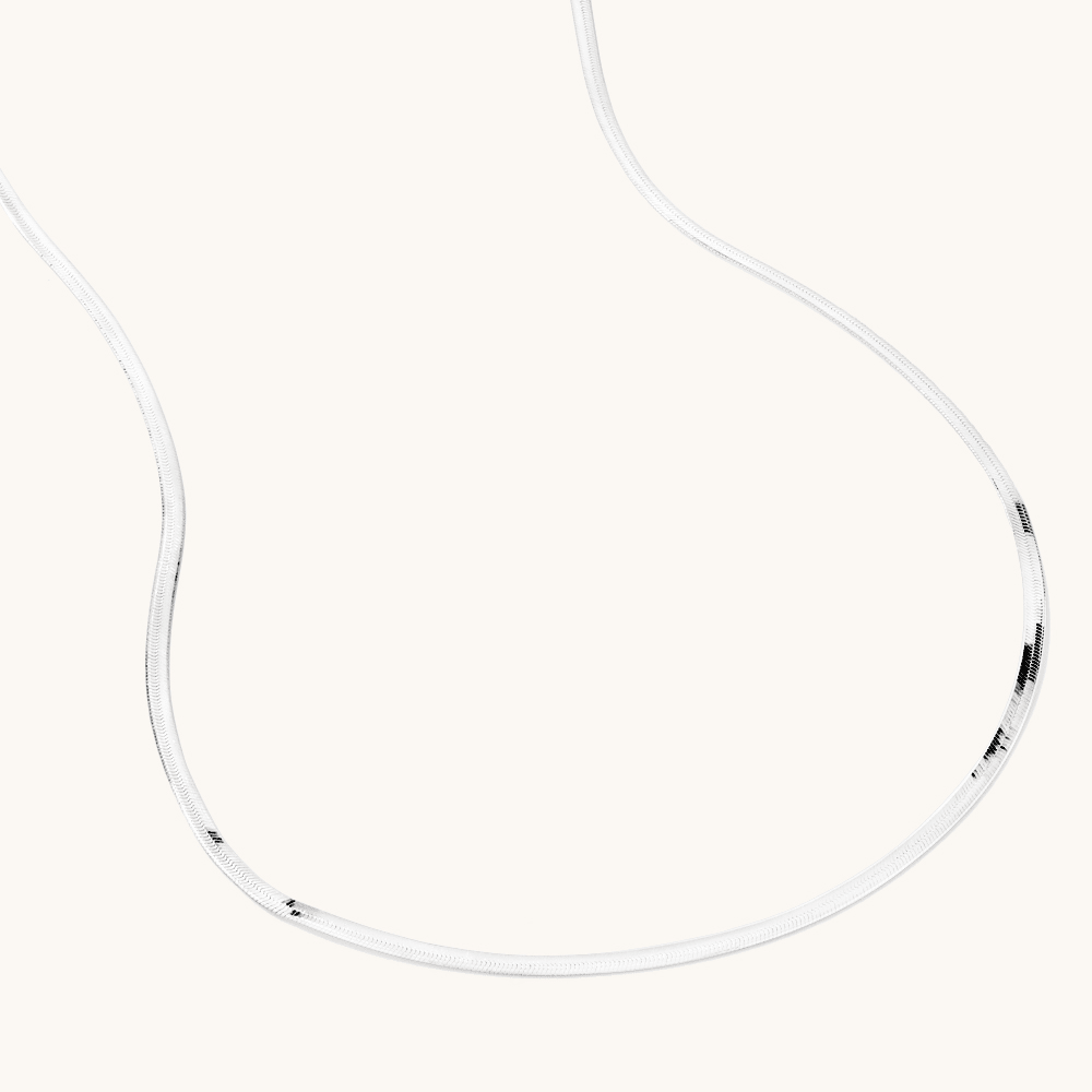 45cm 2mm Width Herringbone Chain Necklace in Sterling Silver