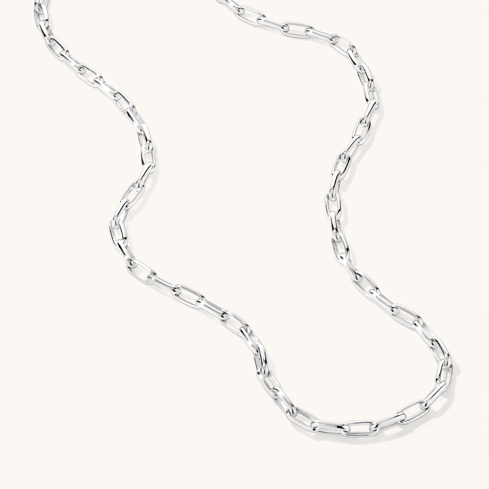 45cm 4mm Width Paperclip Chain in Sterling Silver