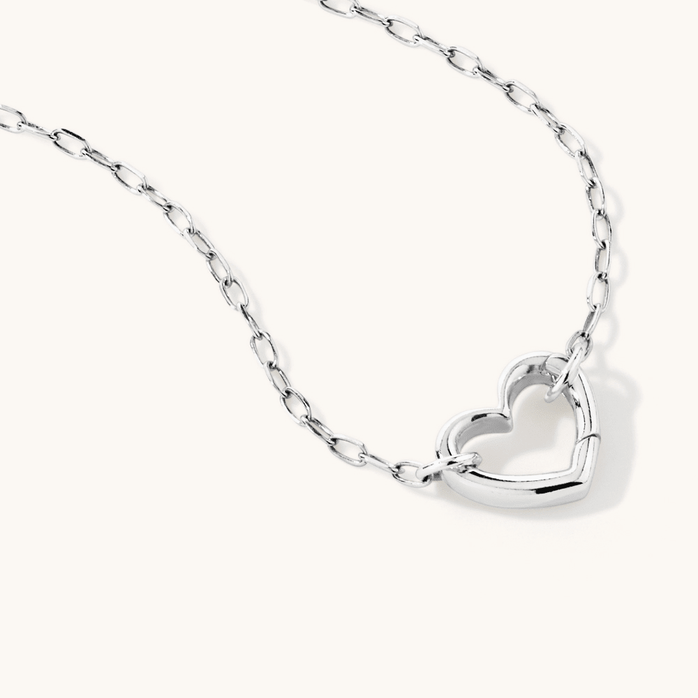 45cm Heart Clasp Paperclip Necklace in Sterling Silver