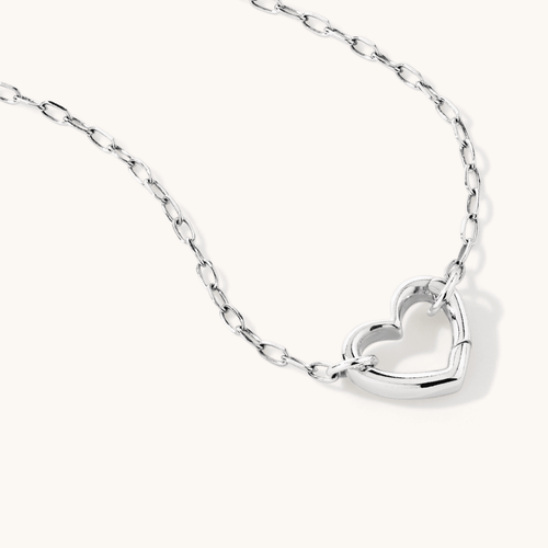 45cm Heart Clasp Paperclip Necklace in Sterling Silver