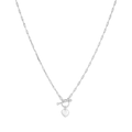45cm 2mm Width T-Bar Heart Pendant Paperclip Necklace in Sterling Silver
