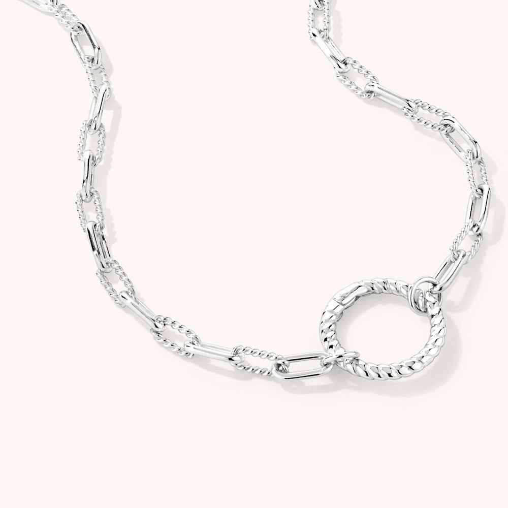 45cm Rope O Ring Paperclip Chain Necklace in Sterling Silver