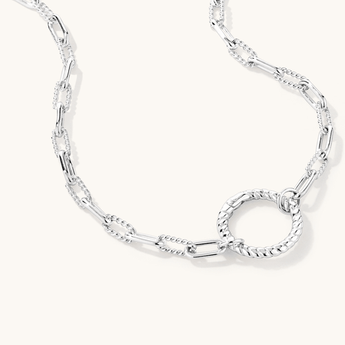 45cm Rope O Ring Paperclip Chain Necklace in Sterling Silver