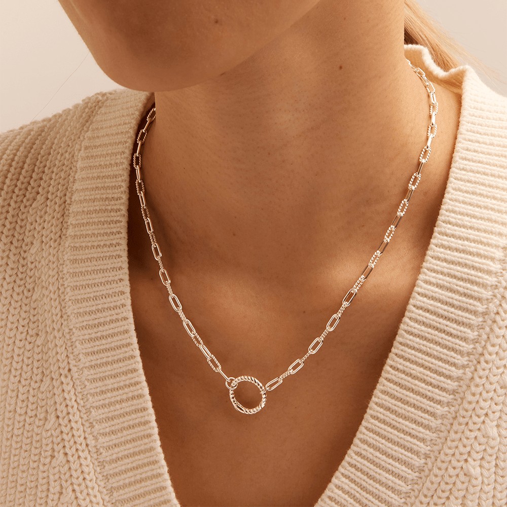 45cm Rope O Ring Paperclip Chain Necklace in Sterling Silver