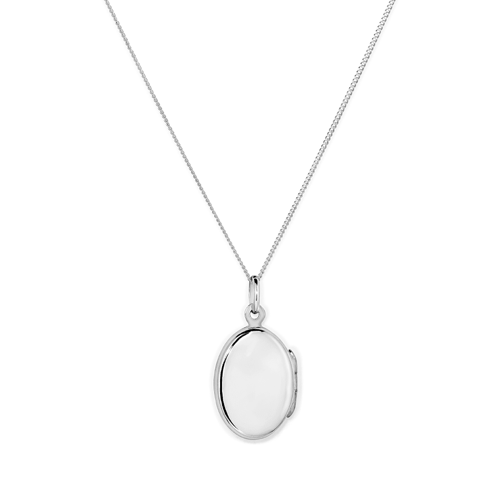 45cm Oval Locket Pendant Necklace in Sterling Silver