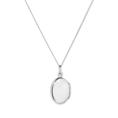 45cm Oval Locket Pendant Necklace in Sterling Silver