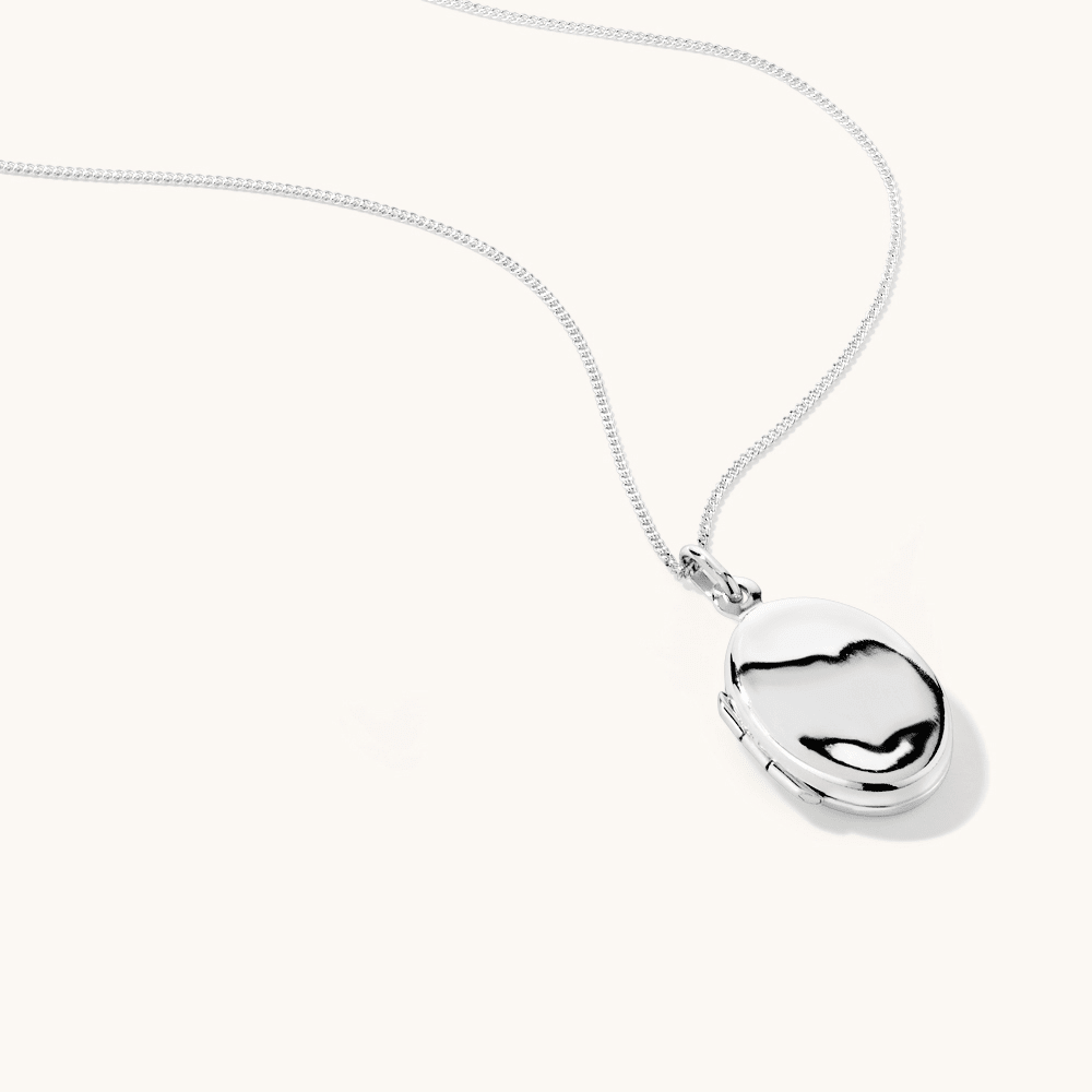 45cm Oval Locket Pendant Necklace in Sterling Silver