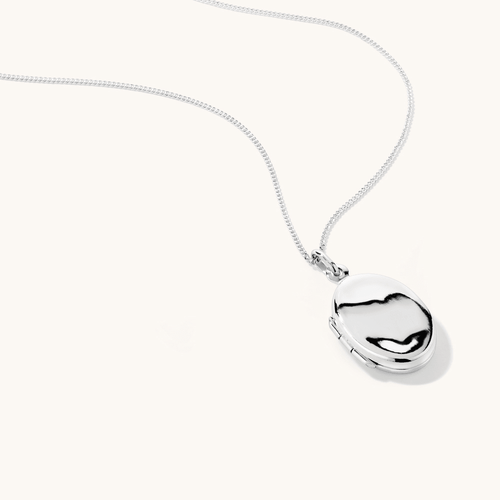 45cm Oval Locket Pendant Necklace in Sterling Silver