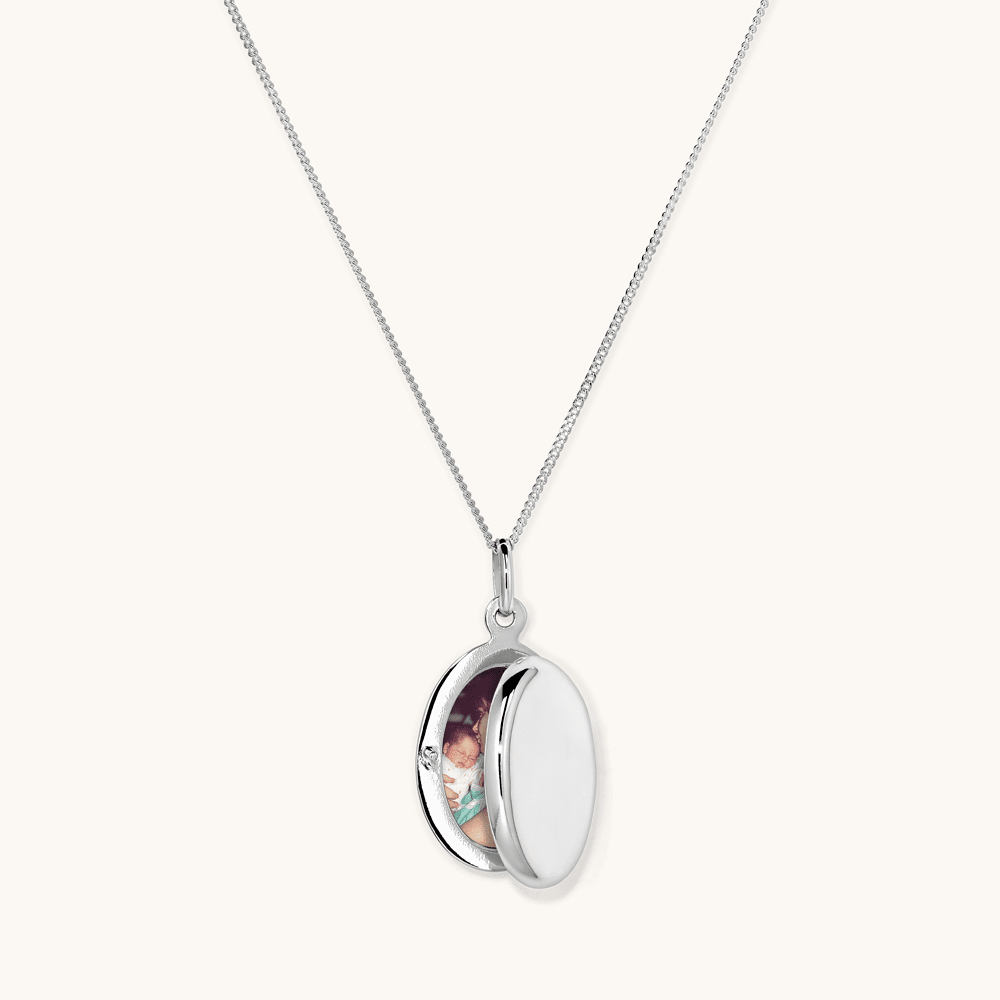 45cm Oval Locket Pendant Necklace in Sterling Silver